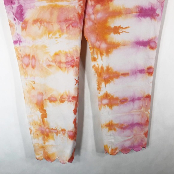Crown Ivy‎ Size 4 Pants Trendy Tulip Tie Dye Handmade Scalloped Pink Orange 218 - Picture 9 of 11